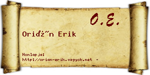 Orián Erik névjegykártya